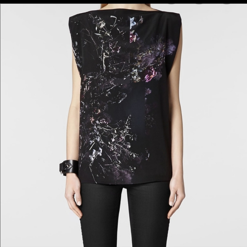 All Saints Lucie Silk Floral Top Shirt Size 2